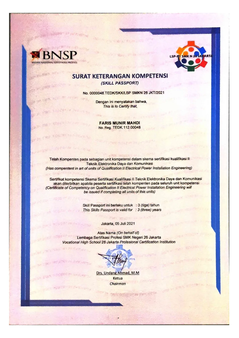 Skill Passport: Teknik Elektronika Daya dan Komunikasi
